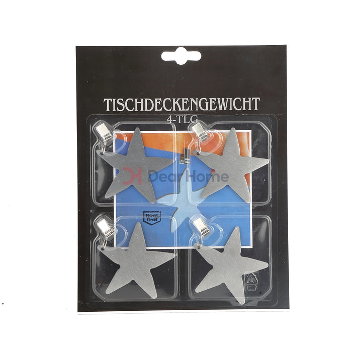 Stainless Table Cloth Clip 4Pcs Star Houseware