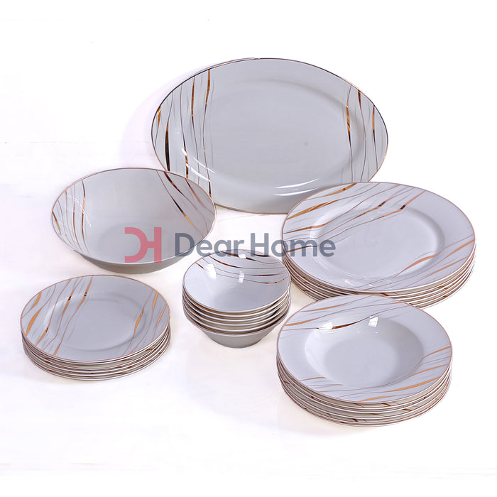 White and Gold Strip Deluxe 26 PCS Dinner Set