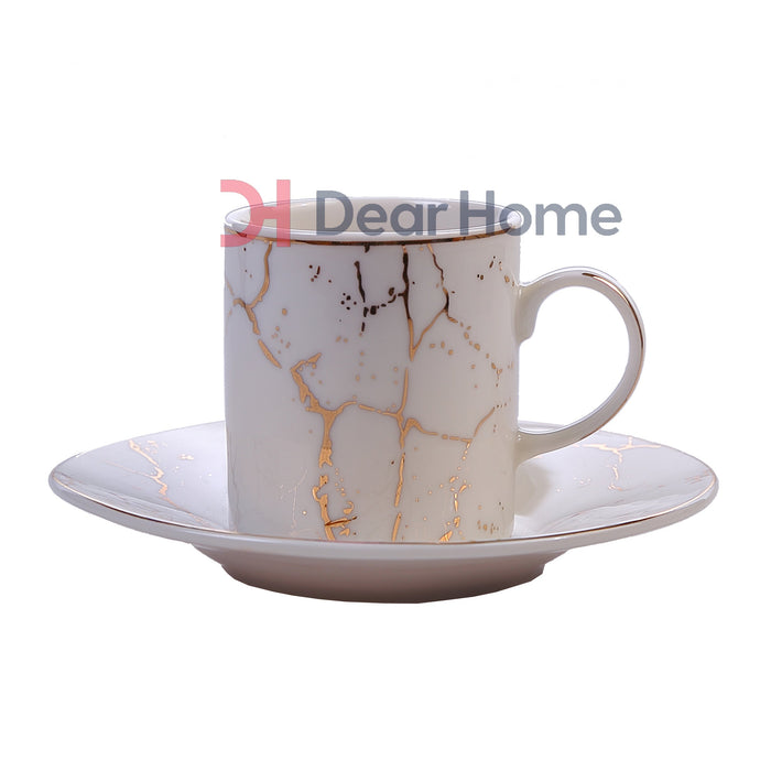 WHITE MARBLE DELUXE COFFEE CUP 6+6 PCS