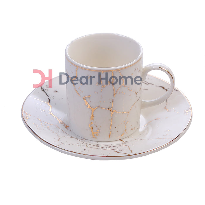 WHITE MARBLE DELUXE COFFEE CUP 6+6 PCS