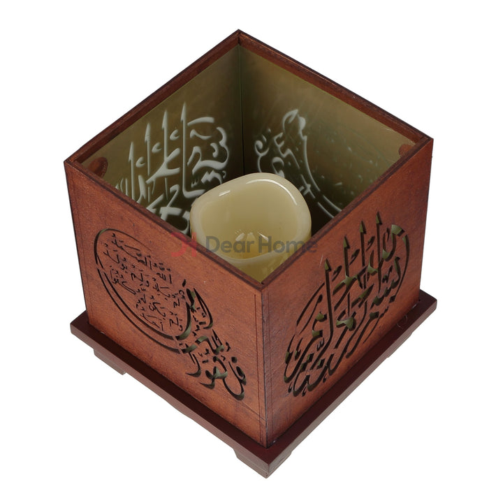 Islamic Wood Large Led Candles Home Decor