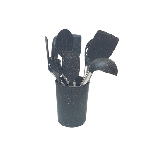 BLACK 10PCS GRANITE UTENSIL SET SS HANDLE X435