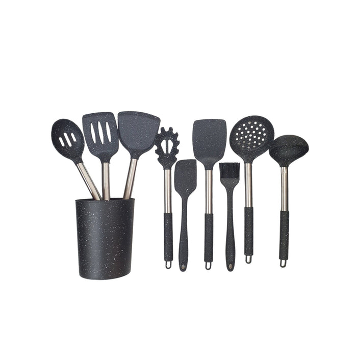 BLACK 10PCS GRANITE UTENSIL SET SS HANDLE X435