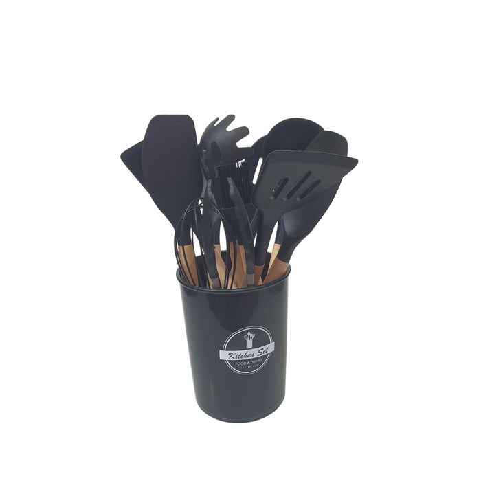 12PCS BLACK SILICONE UTENSILS SET  X437