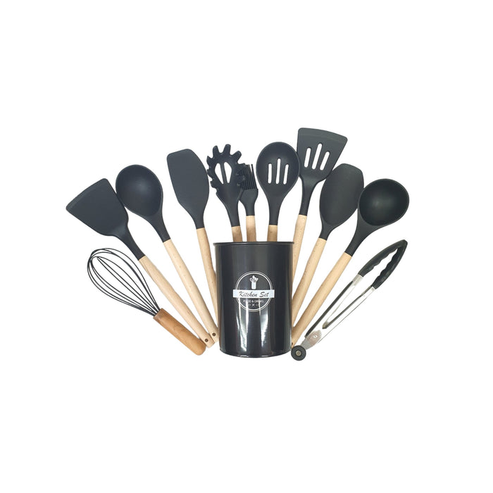 12PCS BLACK SILICONE UTENSILS SET  X437