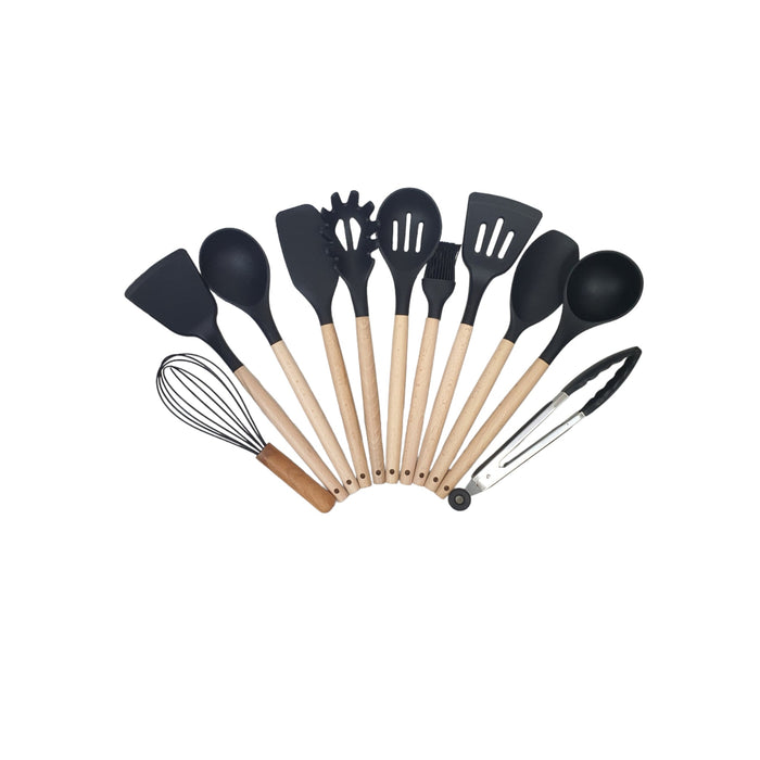 12PCS BLACK SILICONE UTENSILS SET  X437