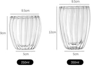 DOUBLE WALL RIBBED GLASS CUP 250ML  X549