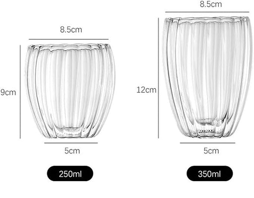 DOUBLE WALL RIBBED GLASS CUP 250ML  X549