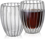 DOUBLE WALL RIBBED GLASS CUP 350ML  X549