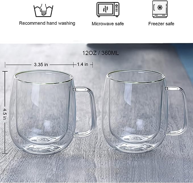 DOUBLE WALL GLASS MUG 350ML  X552