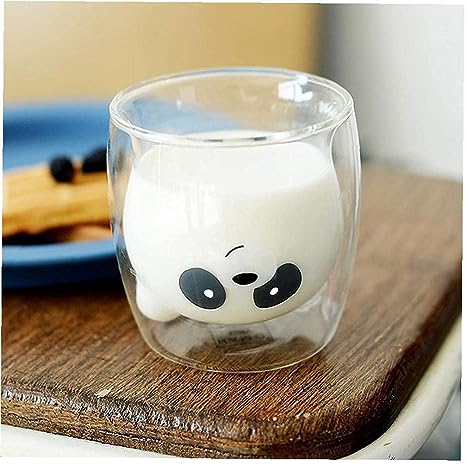 DOUBLE WALL GLASS MUG PANDA SHAPE 280ML