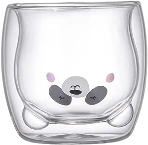 DOUBLE WALL GLASS MUG PANDA SHAPE 280ML