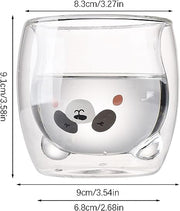 DOUBLE WALL GLASS MUG PANDA SHAPE 280ML