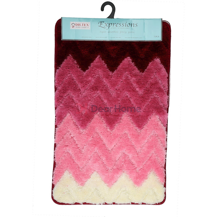 Zigzag 3Pcs Bath Mat Set 50*80Cm Pink Bathware