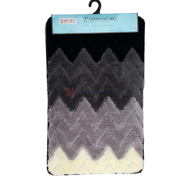 Zigzag 3Pcs Bath Mat Set 50*80Cm Gray Bathware