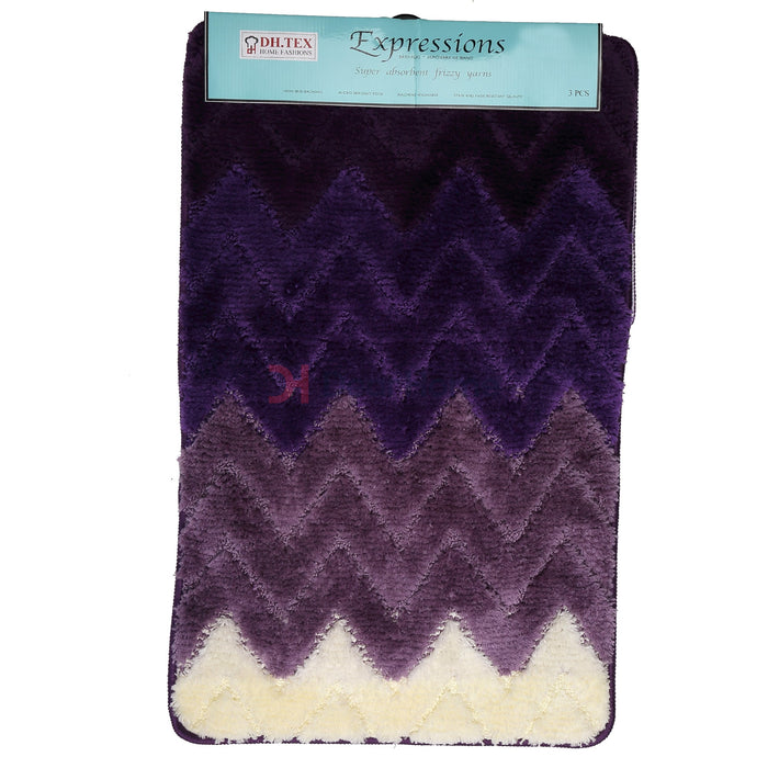 Zigzag 3Pcs Bath Mat Set 50*80Cm Purple Bathware